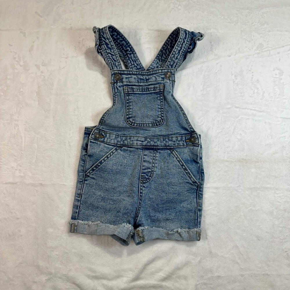 Okie Dokie Denim Shortall Overalls 4T Blue Ruffle Strap Girls Toddler